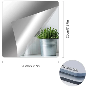 4pcs Square Acrylic Mirror Flexible Mirror Decorative 2mm Thicken 3D Mirror Wall Sticker Decoration 3D Acrylic Mirror Stickers Wall Decals Thicken Self Adhesive DIY Art Mirror Wall Stickers Decoration for Wardrobe Bathroom Home
