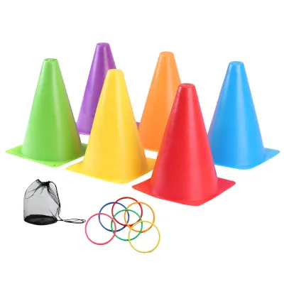 Lightweight Soccer Cones 12pcs Colorful Football Training Cones Set with Carrying Bag – Stackable Plastic Sports Markers for Soccer Practice Ergonomic Design Durable and Portable for Outdoor Use