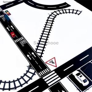 [COD] Springhooe 1Roll 5M 1:12 Dollhouse Road Traffic Railway Track Scene Tape Sticker Miniature Parking Scene Curve Sticker Model Decor Toy Accessories
