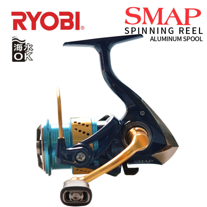 RYOBI SMAP XVB Spinning Fishing Reel 1000-4000 6+1BB Gear Ratio 5.0:1/5.1:1  Max Drag 5kg Metal Spool Power Handle Fishing Tackle