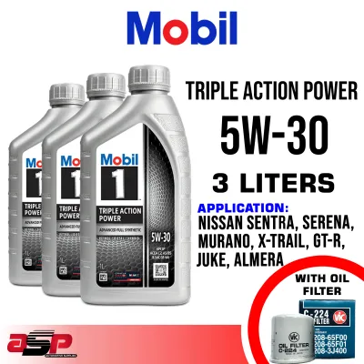 Mobil 1 Triple Action Power 5W‑30 Fully Synthetic 3 Liters for Nissan Cefiro Sentra Almera