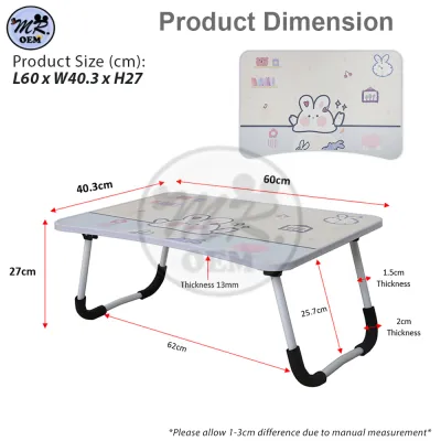 MR OEM Multipurpose Foldable Laptop Desk Anti-slip Kids Study Table Bed Table Cupslot/ Kanak Meja makan Lipat Laptop