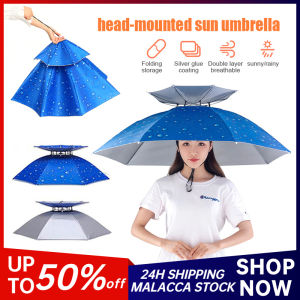 Double-Layer Head-Mounted Umbrella 69CM/77CM/95CM Waterproof Sunscreen Umbrella Hat Portable Fishing Tea Picking Umbrella Hat