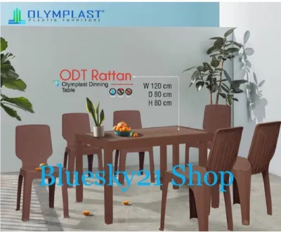 MEJA MAKAN PANJANG PLASTIK ANYAMAN ROTAN OLYMPLAST - ODT RATTAN 120 x 80 CM