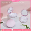 Loose Powder Compact Container with Velvet Powder puff Mirror and Elasticated Net Sifter, Empty Reusable Powder box, 5g Portable DIY Makeup Powder case. 