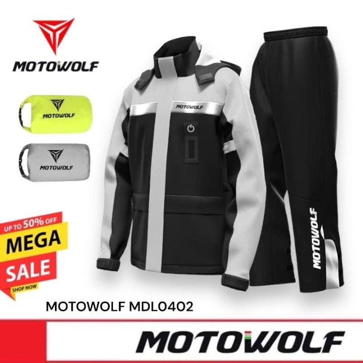 ส่งด่วน⚡️🔥 MOTOWOLF MDL 0402 Raincoat ชุดกันฝน เสื้อกันฝนพร้อมกางเกง ...
