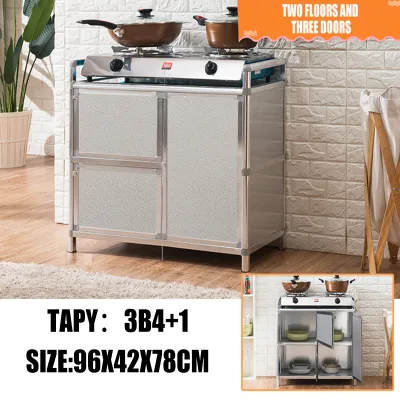 Kitchen Storage cabinet Aluminum alloy design multi-functional Storage cabinet dust-proof and moisture-proof simple aluminum alloy small meal side cabinet with sink faucet dining cabinet wine cabinet