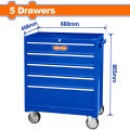 WADFOW Roller Tool Cabinet Organizer with 5-Layer Drawers 688 x 458 x 735MM WCS2A05 WHT. 