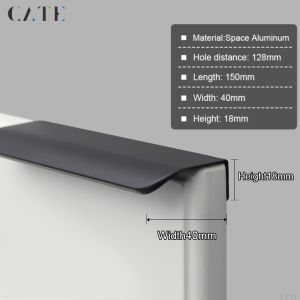 [600/800/1000mm]Hidden Space Aluminum Long Drawer Handle  Invisible Alloy Cabinet Wardrobe Handles Cabinet Door Handle
