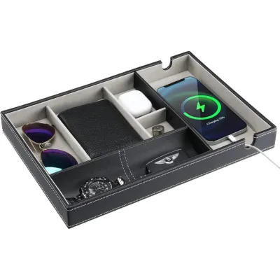 ProCase Valet Tray for Men Nightstand Organizer EDC Dump Catchall Trays with Phone Charging Station Dresser Top!!