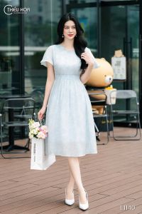 Đầm thiết kế thanh lịch nhẹ nhàng với chất liệu Tơ Hoa cao cấp mềm mịn DD4L1140 Thương hiệu Thiều Hoa