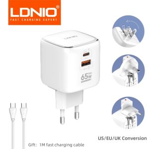 LDNIO Gan 65w Fast Charger Type C Us Uk Eu Plug High Speed Charger For Iphone 16 Xiaomi 14 Oneplus Portable Charge Fast Charging