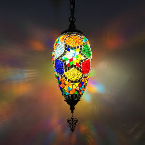 1 Global Turkish Pendant Light Led Stained Glass Mediterranean Ceiling Lighting Kitchen Bar Entrance Corridor Indoor Hanging Lamps
