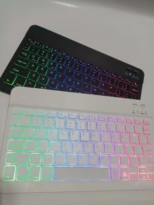 RGB color 10 INCHES 7 Backlight Wireless Bluetooth Keyboard with light LED iPad Laptop Android