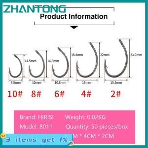 ZHANTONG Hirisi 50pcs Boxed Teflon Hooks Barbed Multi-Type Hooks Carp Hooks Fishing Tackle