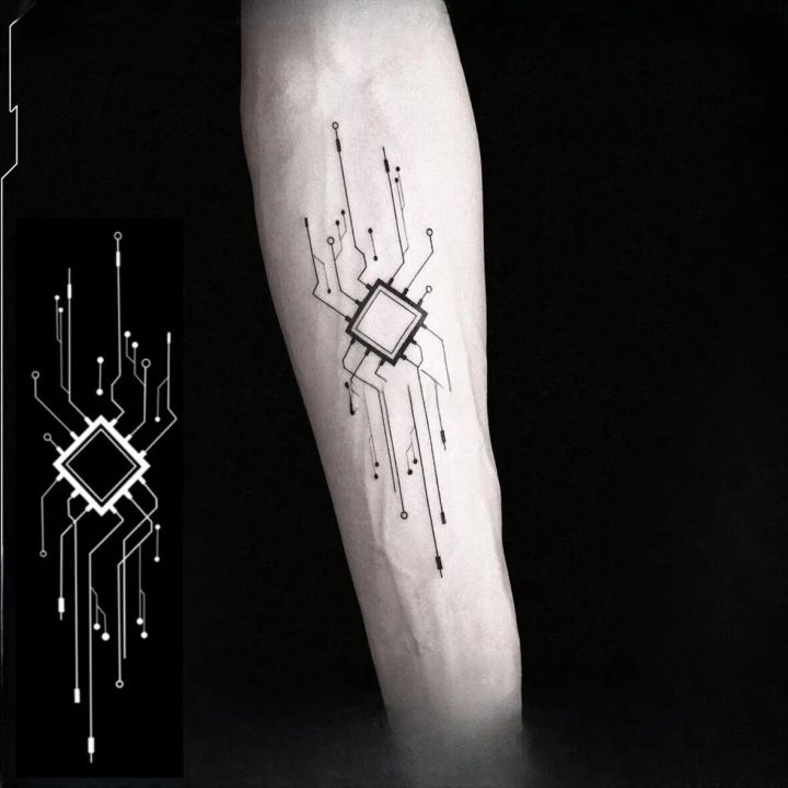 Computer Chip Circuit Board Heart Love Water Resistant Temporary Tattoo Set  Fake Body Art Collection - Light Blue - Walmart.com