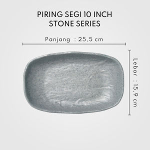 PRUMU Melamine Stone Piring Persegi Panjang 10 inch - Piring Saji - Piring Cafe - Piring Restoran - Piring Hotel - Piring Sushi - Golden Dragon P6610A