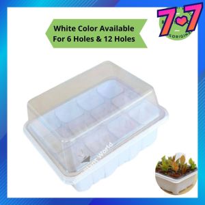 KDH Ready Stock Seedling Tray 6 12 Holes With Cover / Dulang Bekas Semaian 6 12 Lubang (3pcs) 6 12孔塑料育苗盒三件套