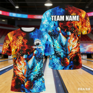 [Local Stock] VCC Funny 3D Print Bowling Ball Pattern Mens T Shirt Personalization Name Bowling Team Jerseys Casual O-neck Loose Short Sleeve Top