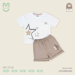 Bộ cộc tay bé trai Ualarogo 1-5 tuổi vải Petit mềm mịn co giãn thoáng khí 2210