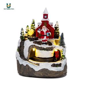 Resin Collectible Figurines Light Up Musical Christmas Village Figurines Home Desktop Decor Christmas Kid Gift[Ueb Flagship Store]
