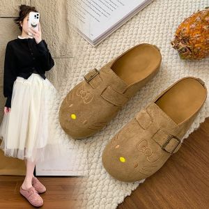 [Free Shipping] cute wide-fit slippers for women 2025 new style thick-soled slip-on closed-toe half slippers