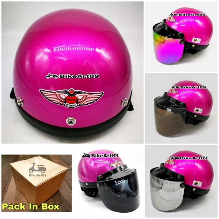 🔥 Pink MHR III Half Cut Helmet MHR 100% Original Kura 🏍 EX5