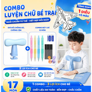 [TẶNG DIỀU] Combo Luyện Chữ Cho Bé Bút Chì Bấm Cá Heo + Giá Đỡ Chống Gù Ngồi Chuẩn Tư Thế Luyện Viết Chữ Đẹp