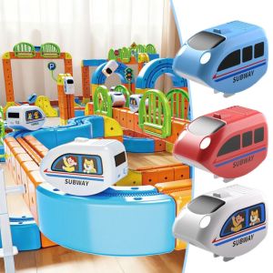 GTRBFDS Plastic Buckle Tracks Train Intelligent Toy Smooth Steady Driving Small Train Interesting With Light Train Diecast Toy