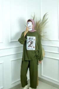 PabrikBaju STYLE SET Bahan CRINKLE APLIKASI SABLON (REALPICT) Setelan Wanita Jumbo Ukuran M L XL XXL
