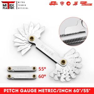 Mal Drat Alat Pengukur Drat Pitch Gauge Metric 60 Degree 0.5-7.0 Inchi 55 Degree 4-48