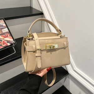 AE Korean-style niche trendy small bag for women fashionable shoulder and crossbody bag with lychee pattern lock clasp handbag small tote bag