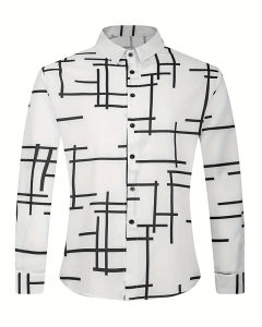 2026 Mens Shirt Tops Polka Dot Lapel Long Sleeve Clothing Regular Fit Polka Dot Print Button Mens Casual Shirt S-6XL