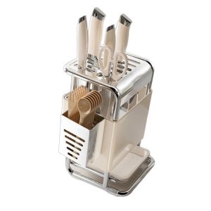 ETIONS Anti-slip Stainless Steel  Holder Space Saving Stable Countertop  Holder Modern Large Capacity Chopstick Bucket for Home