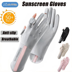 MLADEN UPF50+ Ice Silk Summer Sunscreen Gloves Women Anti-UV Breathable Anti-Slip Thin Gloves for Riding Outdoor