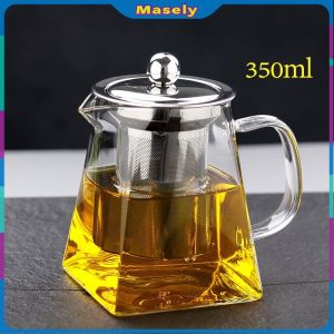 Masely Glass kettle 950ml heat resistant glass tea jug coffee flower Puer tea set comfortable office tea set