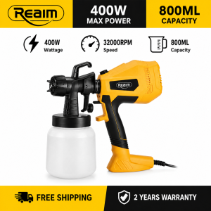 REAIM 400W 800ML Electric Paint Sprayer Portable Spray Gun Heavy Duty Wired Paint Gun for Wall Furniture Door DIY