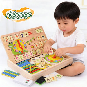Aoduoyaya Wooden Math Teaching Toy Multi-functional Arithmetic Learning Box Kids Early Educational Montessori Toy