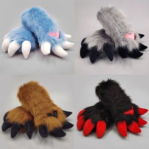 FLYING Cartoon Animal Fursuit Paw Gloves with Nails Faux Fur Fursuit Claw Gloves Thicken Anime Claw Mittens Gifts