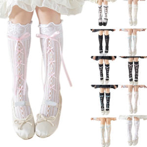 Phong cách ngọt ngào Bowknot và ren giữa bê Vớ cho trẻ em Nylon thoải mái Stackable vớ cho dịp khác nhau