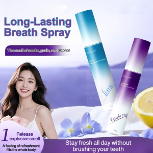 Mouth Spray Long-Lasting Breath Freshener Spray Lime Blueberry Oral Spray for Bad Breath Smoke Odor Removal Kissing Freshness
