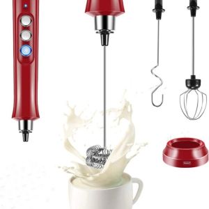 MKEB MALL USB rechargeable Electric Milk Frother Quiet Operation 3 Speed Adjustable Foam Maker Long Battery Life Quickly Egg Mixer Household