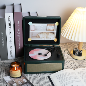 Mzeliking CA01 Portable CD Player with Wireless Receiver 5.3 USB & TF Card Playback Built-in Stereo Speakers Retro Audio Player for Holiday Gift