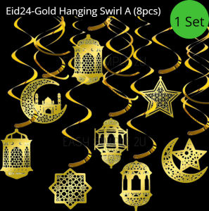Ramadan Kareem Eid Mubarak Aidilfitri Raya Star Moon Bulan Banner Garland Islamic Festival Balloon