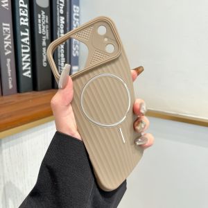 Luxury Non Slip For Magsafe Shockproof Magnetic Phone Case For iPhone 17 16 14 15 13 12 Pro Max Frosted Soft Bumper Stripe Cover