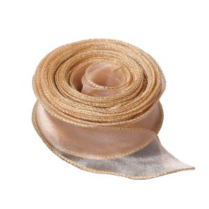 MIRELAE Chiều rộng 4cm Ruy băng Organza Chiều dài 10 thước Thiết kế có dây Ruy băng màu trơn Ruy băng thủ công Chất liệu sợi Ruy băng lụa chiffon Bó hoa