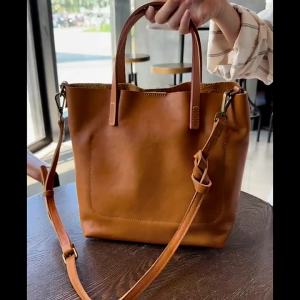 Womens Genuine Leather Handbag Japanese Vintage Style Cowhide Shoulder Crossbody Bag Minimalist Elegant Design for Spring Summer Daily Commute - New Arrival
