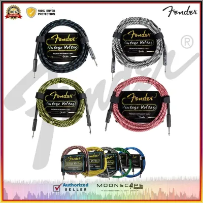 Fender Vintage Voltage Premium Instrument Cable (Straight-Straight Angle) for Electric Guitar Bass Guitar Electric Mandolin Pro Audio 3M