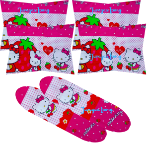 Set sarung bantal dan guling dewasa 1set murah berkualitas bahan katun polymicro adem lembut untuk tidur motif polos karakter anak