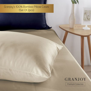 Granjoy Bamboo Pillowcase - Set Of 2pcs - Made from 100% Pure Bamboo Viscose - Soft Cool And Silky Pillow Cases